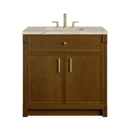 Bellshire 36" Single Vanity, Honey Oak w/ 3 CM Tajnar Eclos Top