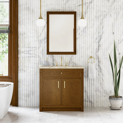 Bellshire 36" Single Vanity, Honey Oak w/ 3 CM Tajnar Eclos Top, view 3
