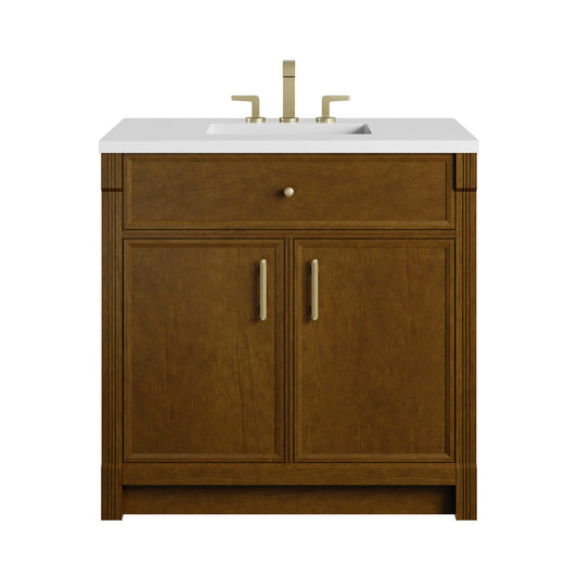 Bellshire 36" Single Vanity, Honey Oak w/ 3 CM White Zeus Silestone Top