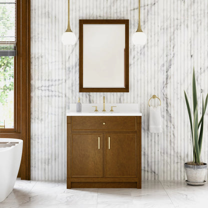 Bellshire 36" Single Vanity, Honey Oak w/ 3 CM White Zeus Silestone Top, view 5