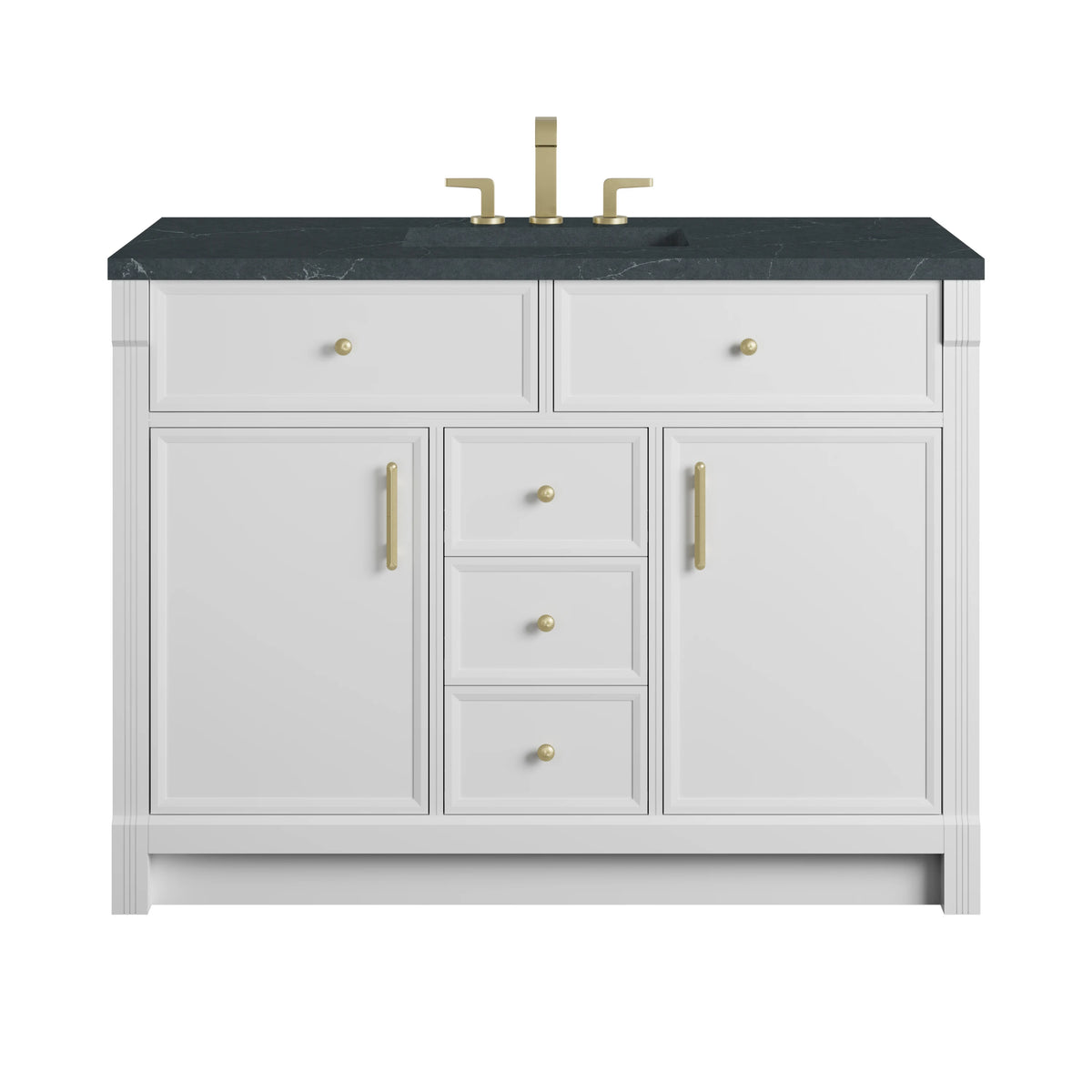 Bellshire 48" Single Vanity, Bright White w/ 3 CM Charcoal Soapstone Silestone Top