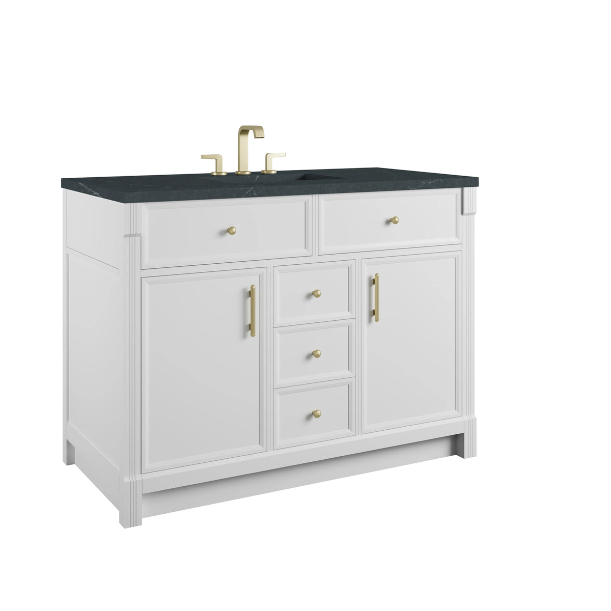 Bellshire 48" Single Vanity, Bright White w/ 3 CM Charcoal Soapstone Silestone Top, view 10