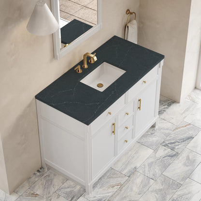 Bellshire 48" Single Vanity, Bright White w/ 3 CM Charcoal Soapstone Silestone Top, view 7