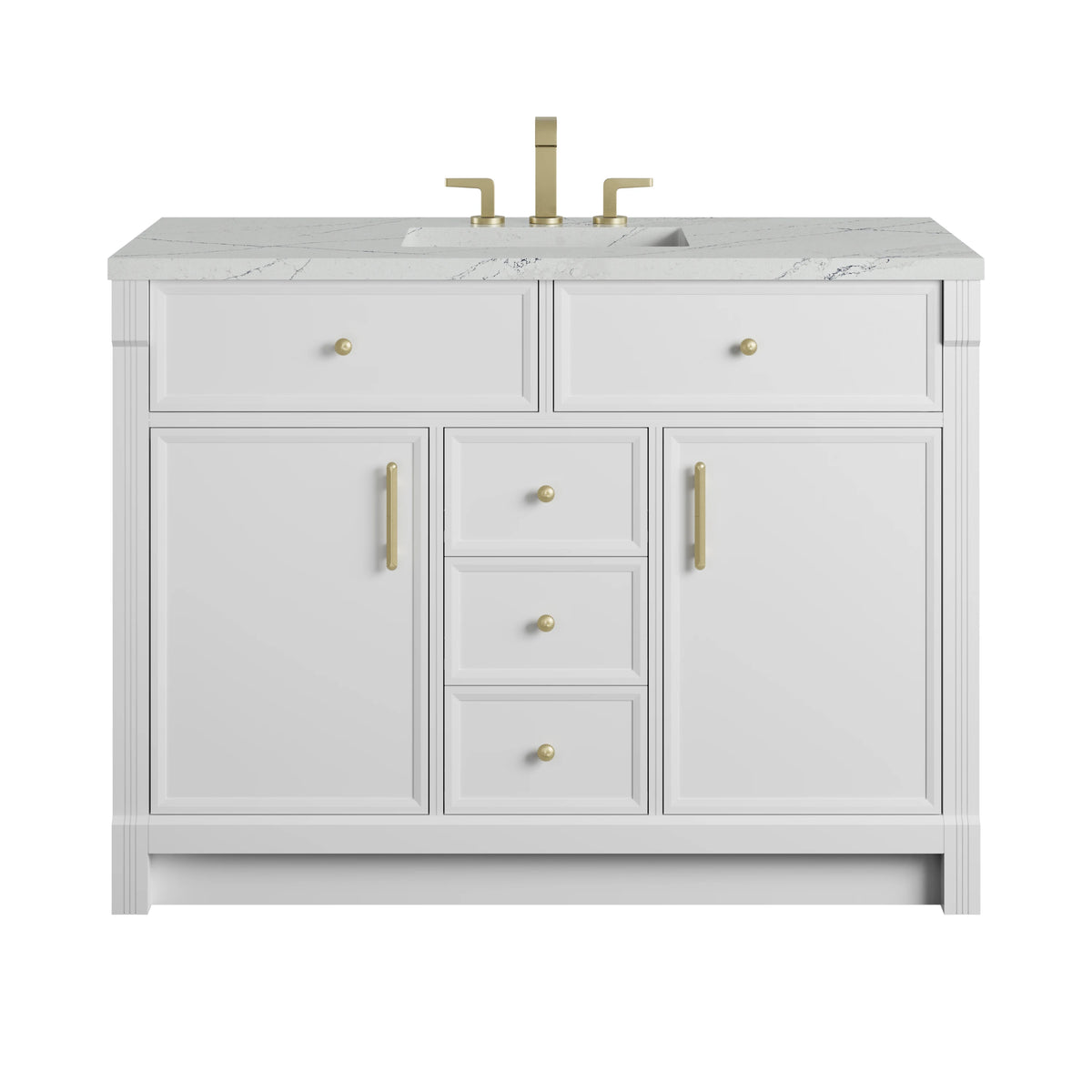 Bellshire 48" Single Vanity, Bright White w/ 3 CM Ethereal Noctis Silestone Top