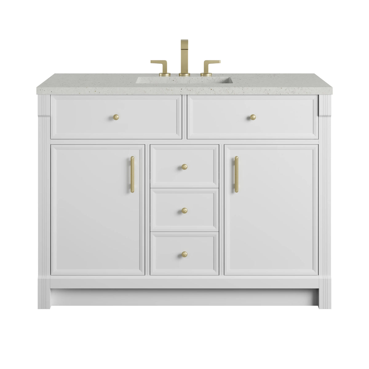 Bellshire 48" Single Vanity, Bright White w/ 3 CM Lime Delight Silestone Top