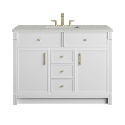 Bellshire 48" Single Vanity, Bright White w/ 3 CM Lime Delight Silestone Top