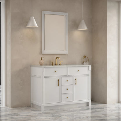 Bellshire 48" Single Vanity, Bright White w/ 3 CM Lime Delight Silestone Top, view 4
