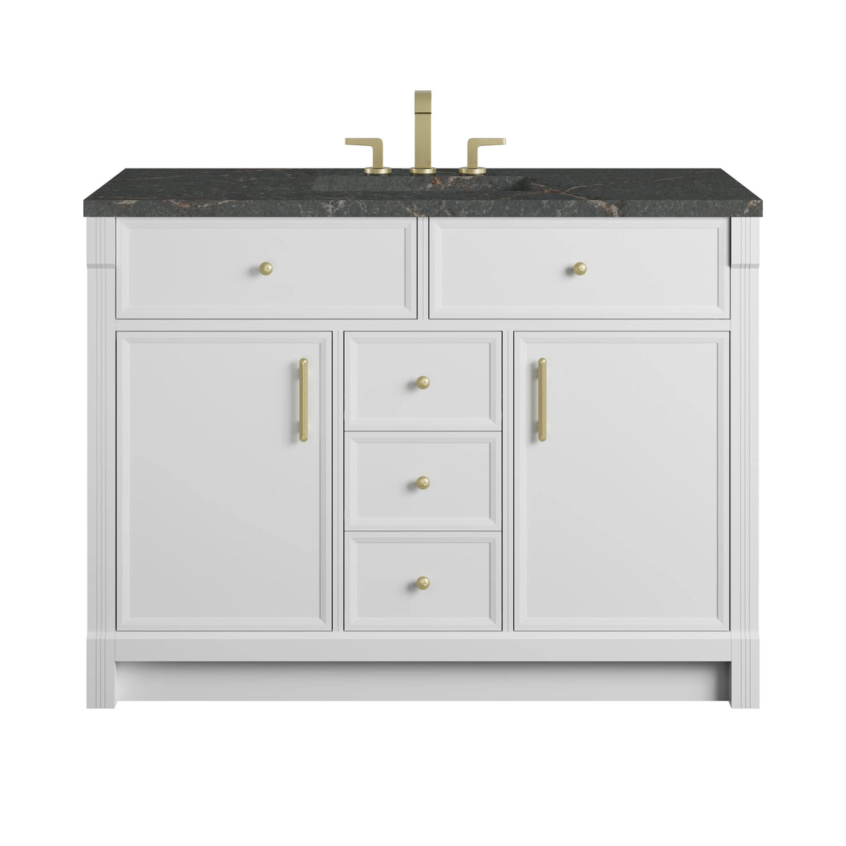 Bellshire 48" Single Vanity, Bright White w/ 3 CM Parisien Bleu Silestone Top