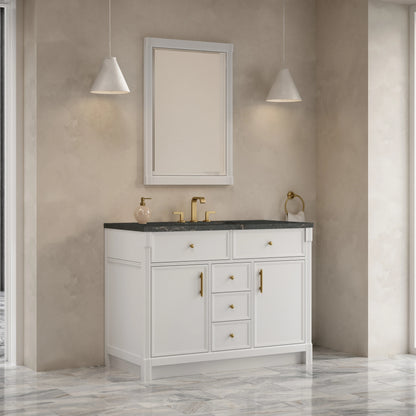 Bellshire 48" Single Vanity, Bright White w/ 3 CM Parisien Bleu Silestone Top, view 4