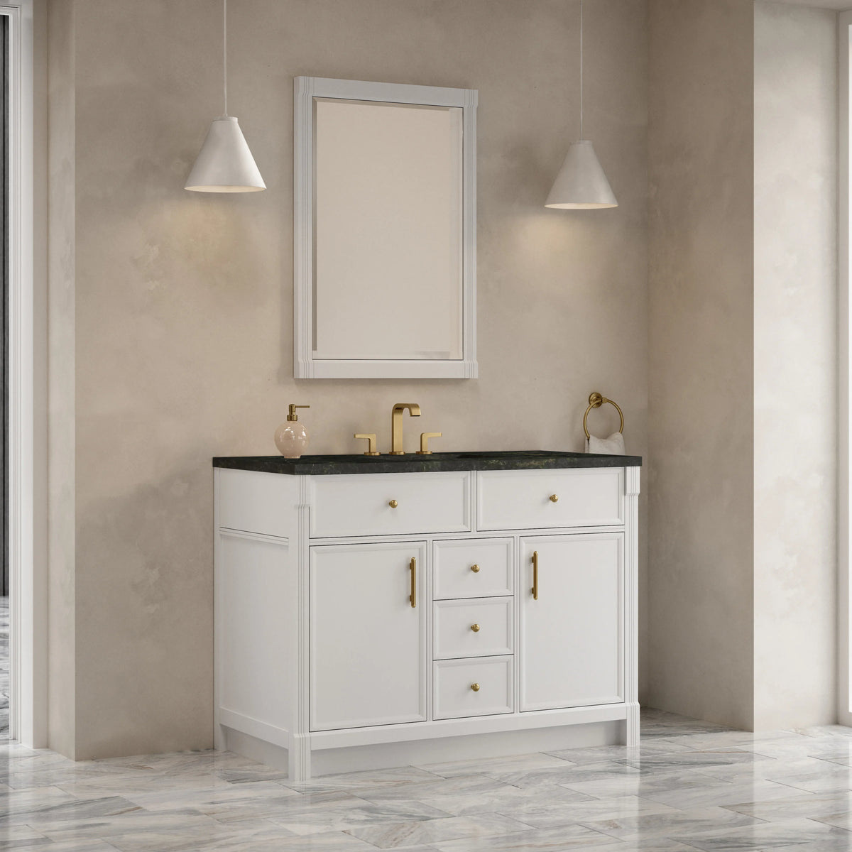 Bellshire 48" Single Vanity, Bright White w/ 3 CM Phantome Eclos Top, view 4