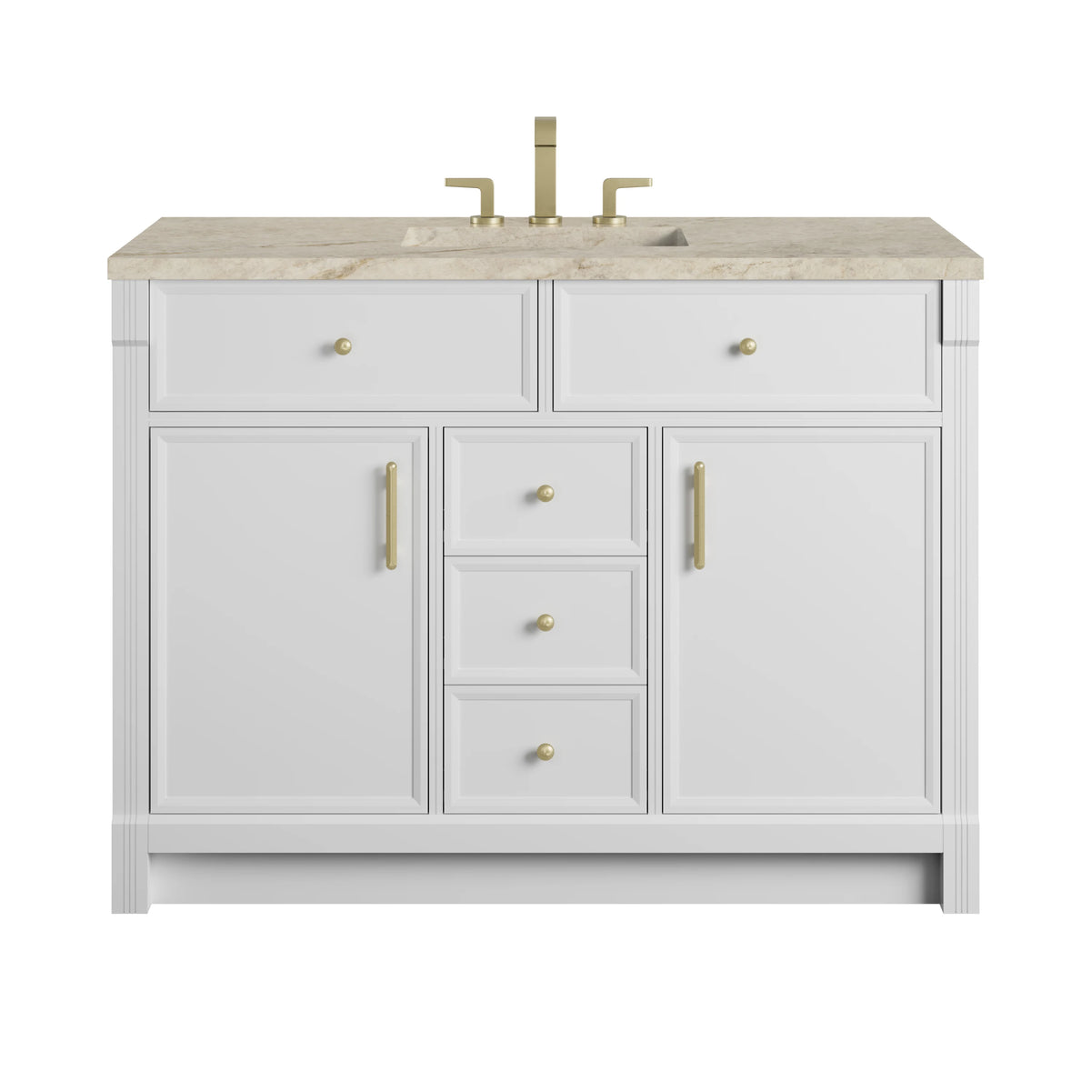 Bellshire 48" Single Vanity, Bright White w/ 3 CM Tajnar Eclos Top