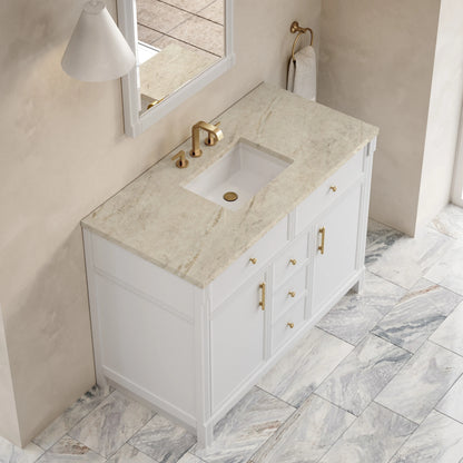 Bellshire 48" Single Vanity, Bright White w/ 3 CM Tajnar Eclos Top, view 7
