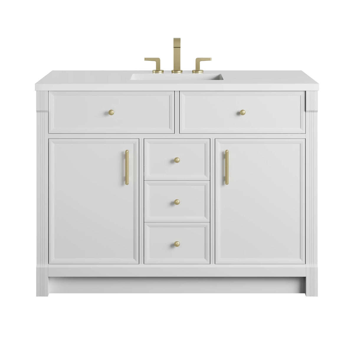 Bellshire 48" Single Vanity, Bright White w/ 3 CM White Zeus Silestone Top