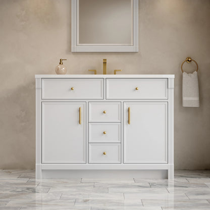 Bellshire 48" Single Vanity, Bright White w/ 3 CM White Zeus Silestone Top, view 4