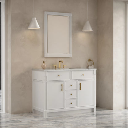 Bellshire 48" Single Vanity, Bright White w/ 3 CM Ethereal Noctis Silestone Top w/FreePower Wireless Charger, view 5