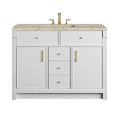 Bellshire 48" Single Vanity, Bright White w/ 3 CM Tajnar Eclos Top w/FreePower Wireless Charger