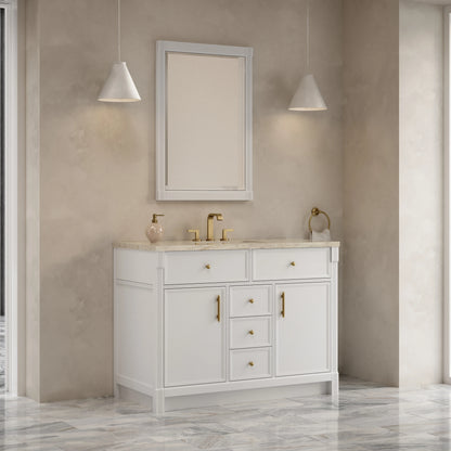 Bellshire 48" Single Vanity, Bright White w/ 3 CM Tajnar Eclos Top w/FreePower Wireless Charger, view 6