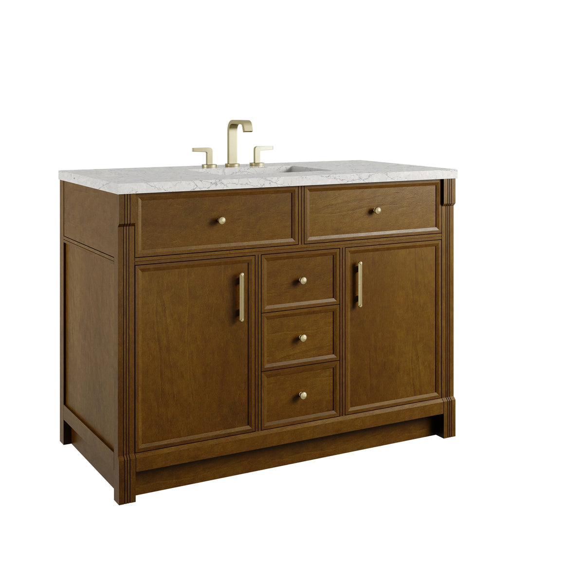 Bellshire 48" Single Vanity, Honey Oak w/ 3 CM Eternal Jasmine Pearl Silestone Top, view 11