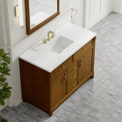 Bellshire 48" Single Vanity, Honey Oak w/ 3 CM White Zeus Silestone Top, view 10