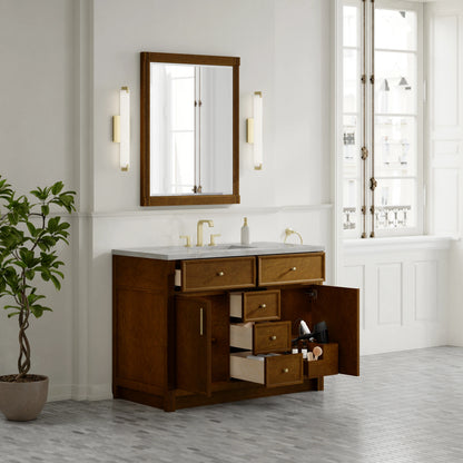 Bellshire 48" Single Vanity, Honey Oak w/ 3 CM Victorian Silver Silestone Top w/FreePower Wireless Charger, view 6