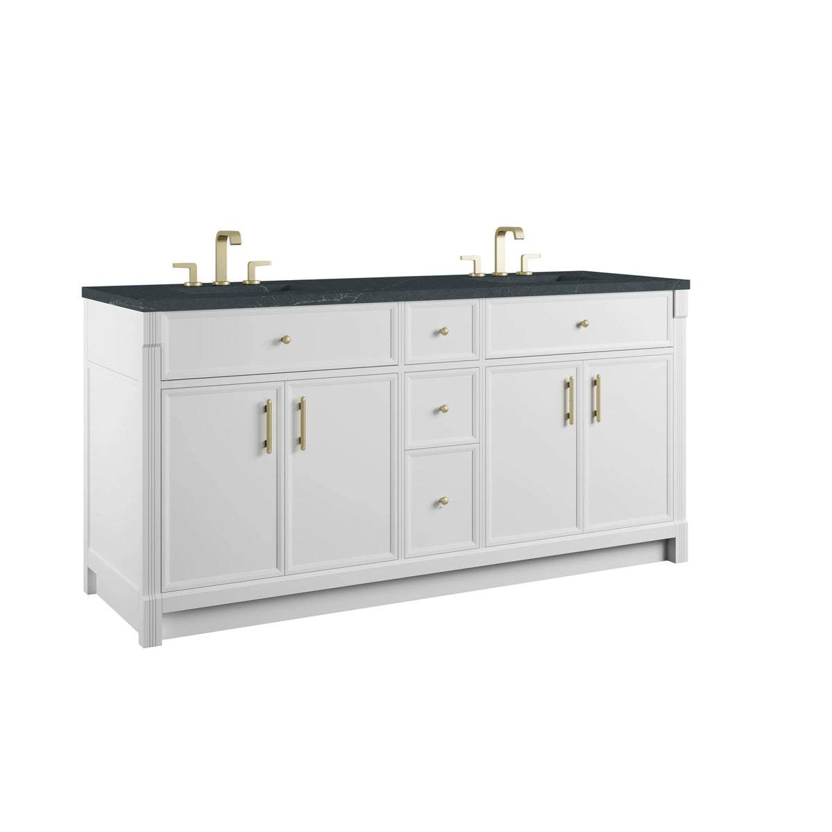 Bellshire 72" Double Vanity, Bright White w/ 3 CM Charcoal Soapstone Silestone Top, view 10