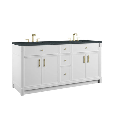 Bellshire 72" Double Vanity, Bright White w/ 3 CM Charcoal Soapstone Silestone Top, view 10