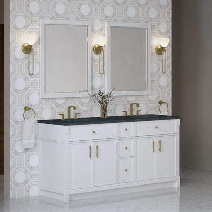 Bellshire 72" Double Vanity, Bright White w/ 3 CM Charcoal Soapstone Silestone Top, view 4
