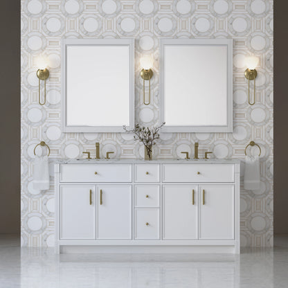 Bellshire 72" Double Vanity, Bright White w/ 3 CM Ethereal Noctis Silestone Top, view 3