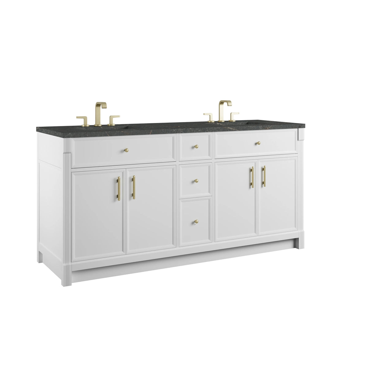 Bellshire 72" Double Vanity, Bright White w/ 3 CM Parisien Bleu Silestone Top, view 7