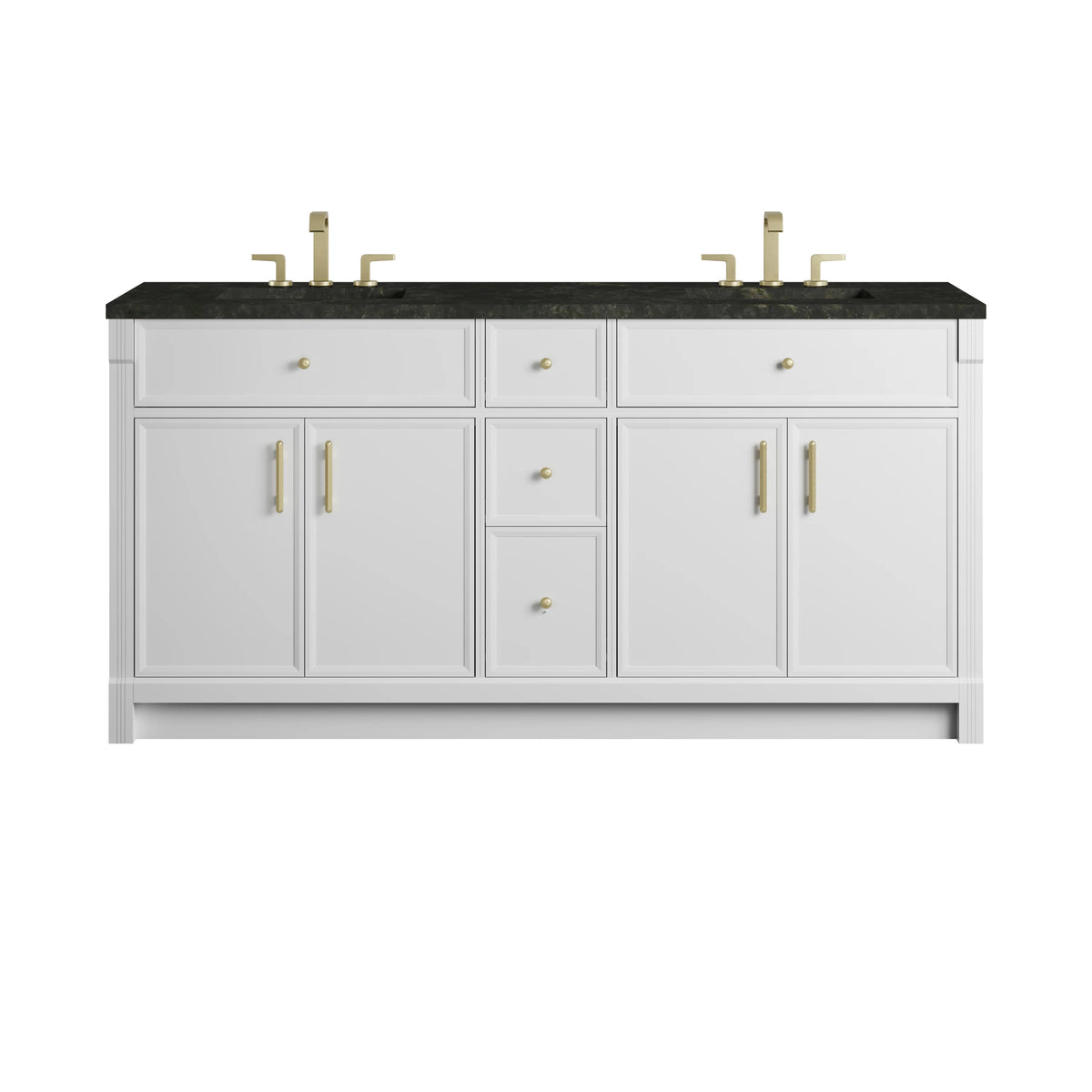 Bellshire 72" Double Vanity, Bright White w/ 3 CM Phantome Eclos Top