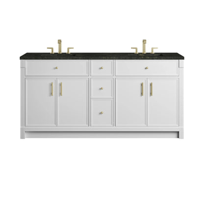 Bellshire 72" Double Vanity, Bright White w/ 3 CM Phantome Eclos Top