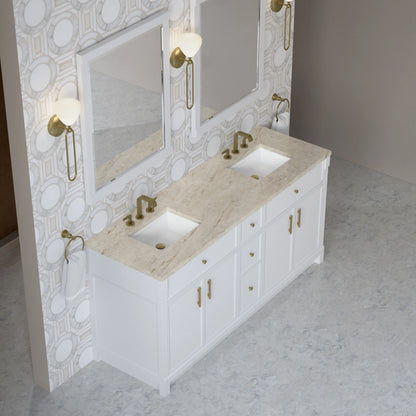 Bellshire 72" Double Vanity, Bright White w/ 3 CM Tajnar Eclos Top, view 7