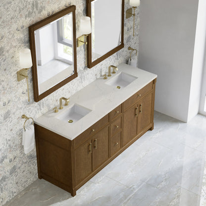 Bellshire 72" Double Vanity, Honey Oak w/ 3 CM Siberian Silestone Top, view 7
