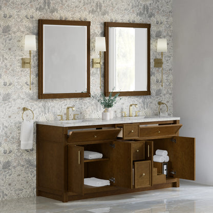 Bellshire 72" Double Vanity, Honey Oak w/ 3 CM Eternal Jasmine Pearl Silestone Top w/FreePower Wireless Charger, view 6