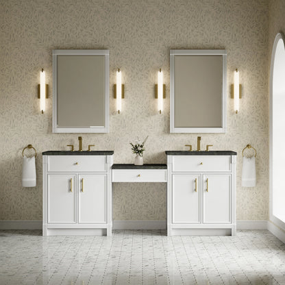 Bellshire 84" Dual Vanity Set with 24" Make-Up Counter, Bright White w/3 cm Phantome Eclos Top, view 2