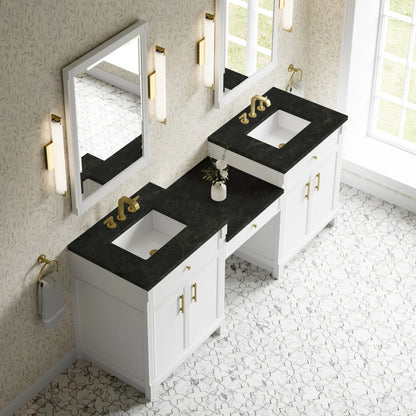 Bellshire 84" Dual Vanity Set with 24" Make-Up Counter, Bright White w/3 cm Phantome Eclos Top, view 4