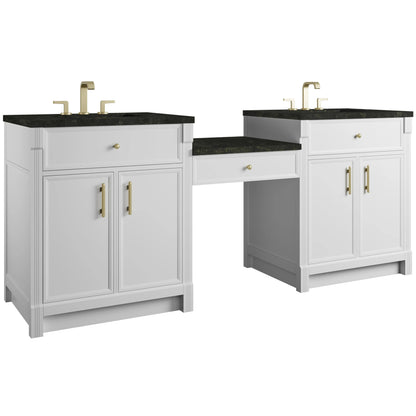 Bellshire 84" Dual Vanity Set with 24" Make-Up Counter, Bright White w/3 cm Phantome Eclos Top, view 5