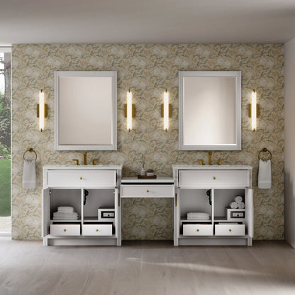 Bellshire 96" Dual Vanity Set with 24" Make-Up Counter, Bright White w/3 cm Lime Delight Silestone Top, view 3