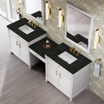 Bellshire 96" Dual Vanity Set with 24" Make-Up Counter, Bright White w/3 cm Phantome Eclos Top, view 4