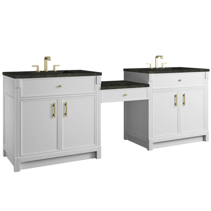 Bellshire 96" Dual Vanity Set with 24" Make-Up Counter, Bright White w/3 cm Phantome Eclos Top, view 5