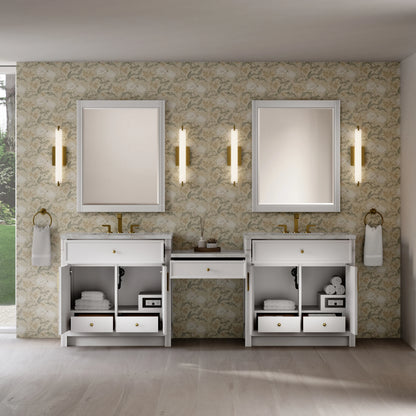 Bellshire 96" Dual Vanity Set with 24" Make-Up Counter, Bright White w/3 cm Victorian Silver Silestone Top, view 3