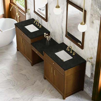Bellshire 96" Dual Vanity Set with 24" Make-Up Counter, Honey Oak w/3 cm Phantome Eclos Top, view 4
