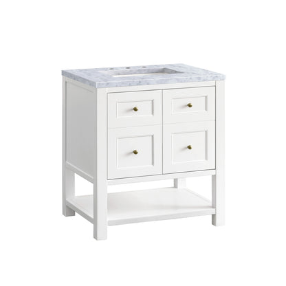 Breckenridge 30" Single Vanity, Bright White w/ 3 CM Carrara Marble Top, view 10