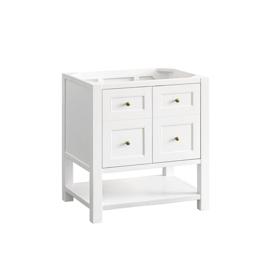 Breckenridge 30" Single Vanity, Bright White w/ 3 CM Carrara Marble Top, view 2