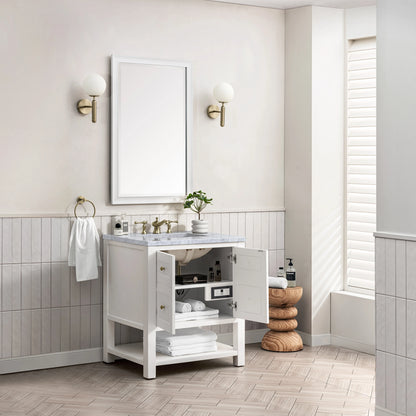 Breckenridge 30" Single Vanity, Bright White w/ 3 CM Carrara Marble Top, view 5