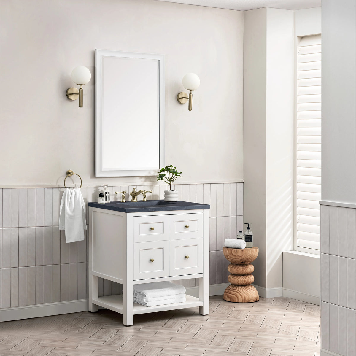 Breckenridge 30" Single Vanity, Bright White w/ 3 CM Charcoal Soapstone Top, view 4