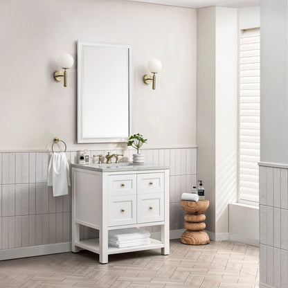 Breckenridge 30" Single Vanity, Bright White w/ 3 CM Eternal Jasmine Pearl Top, view 3