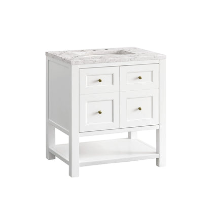 Breckenridge 30" Single Vanity, Bright White w/ 3 CM Eternal Jasmine Pearl Top, view 7