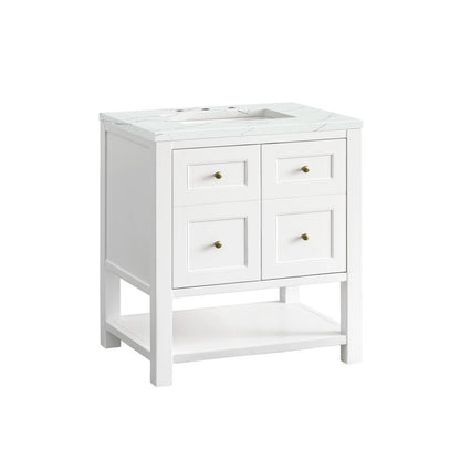 Breckenridge 30" Single Vanity, Bright White w/ 3 CM Ethereal Noctis Top, view 10