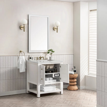 Breckenridge 30" Single Vanity, Bright White w/ 3 CM Ethereal Noctis Top, view 5